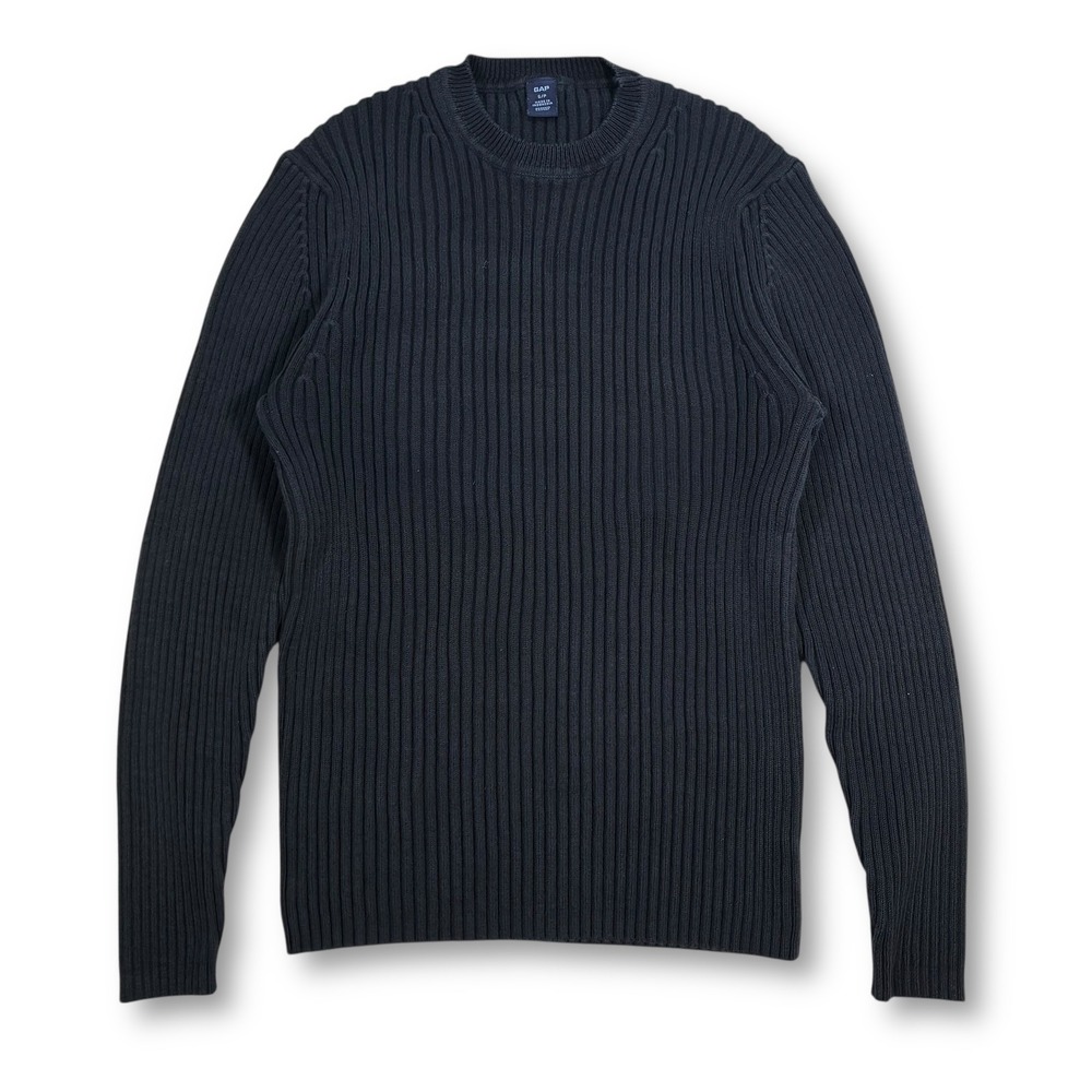 Vintage GAP Women's S Ribbed Crew Neck Long‎ Sleeve Sweater Dark Navy Blue